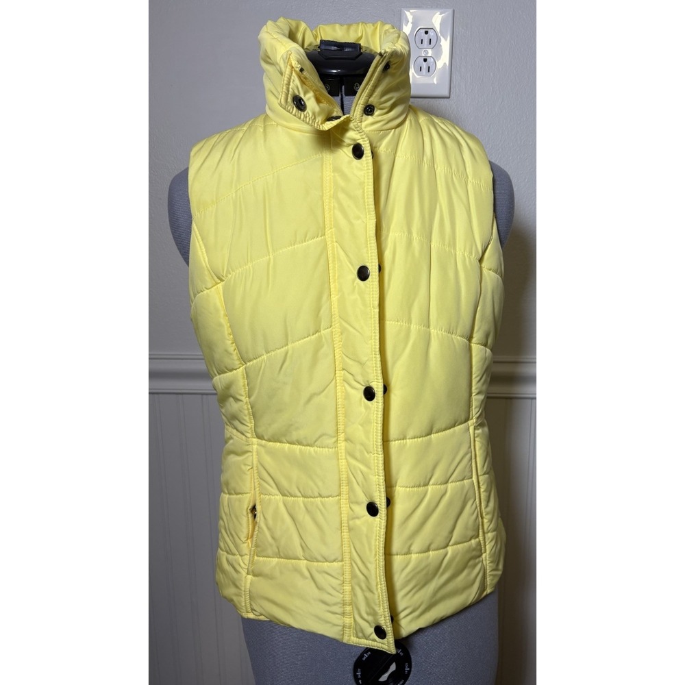 New York & Company Yellow Vest XS Fall Pockets Full Zip